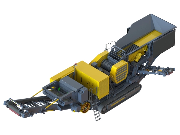 Tesab 700IE mobile jaw crusher render image