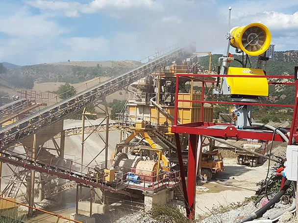 Controlling dust in crushing and grinding operation