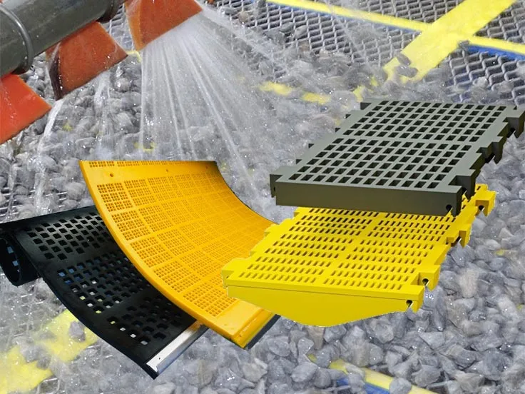 Optimize your screening performance with the right screening media Different types of screening media with spraying nozzles