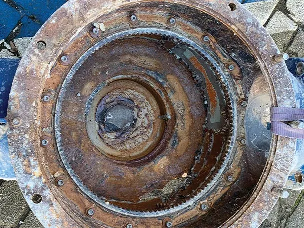Non treated heavily corroded pump housing after 1.5 years of use