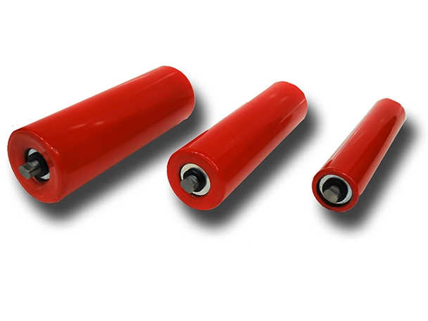 Conveyor belt idlers red