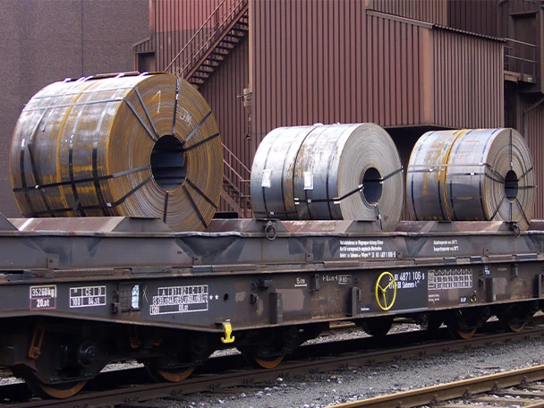 Steel coil transport by train