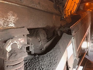 Dust piling up around conveyor installation