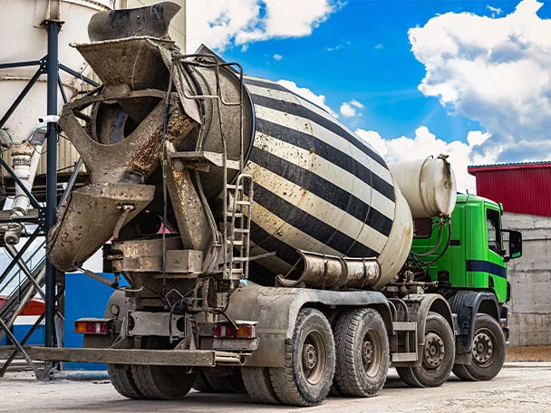 Concrete mixer truck at cement factory