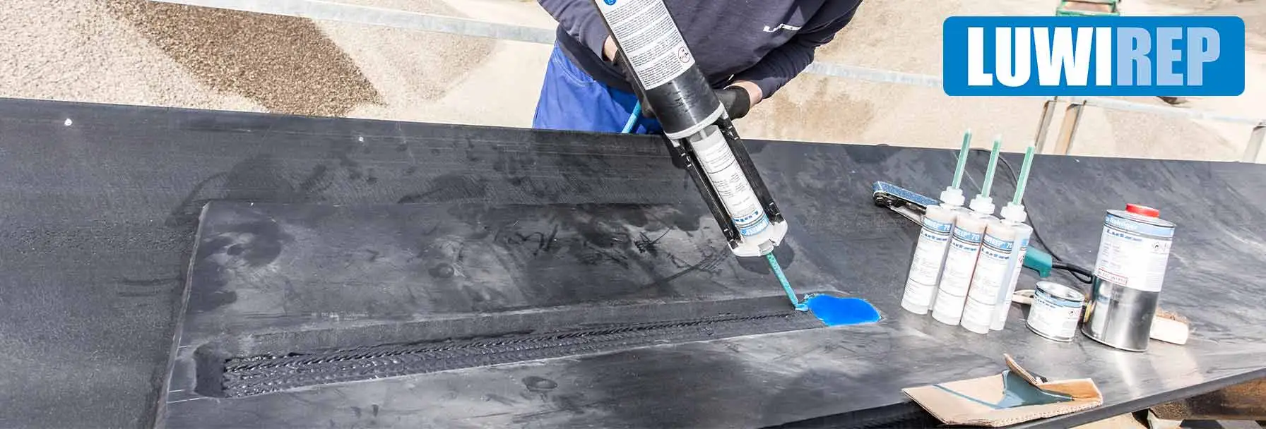 LUWIREP® | Smart Repair System for Conveyor Belts, Rubber and Polyurethane Wear Protection Using LUWIREP to repair a conveyor belt