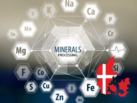 Teasing image of minerals symbols and Denmark flag