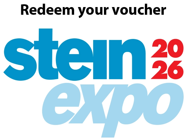 Steinexpo 2026 logo with text to redeem voucher