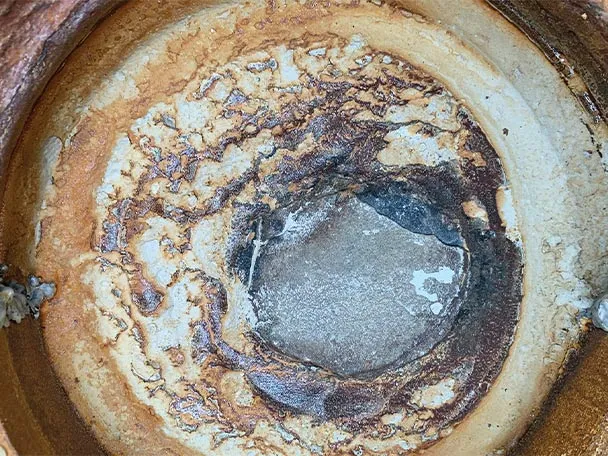 Non treated heavily corroded pump housing after 1.5 years of use